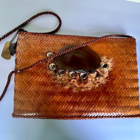 Vintage Mister Ernest Woven Straw Wicker Handbag – Philippines Artisan Design w - Picture 1 of 7